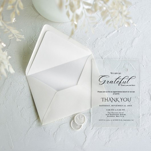 スクリプトモダン感謝パーティー，感謝パーティー アクリル招待状