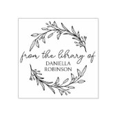 スクリプトモダン手描き植物図書版Ex Libris ラバースタンプ (インプリント)