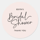 スクリプトモダン手書きブライダルシャワー ラウンドシール (正面)