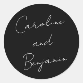 スクリプトモダン手書き結婚のBoho Black ラウンドシール