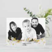 スクリプトモダン手書き金ゴールド写真 シーズンカード (スタンド正面)