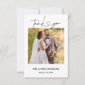スクリプトモダン文字とハートと写真 | 結婚s サンキューカード (正面)