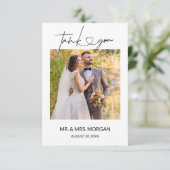 スクリプトモダン文字とハートと写真 | 結婚s サンキューカード (スタンド正面)