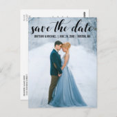 スクリプトモダン日付の保存婚約写真B ポストカード (正面/裏面)