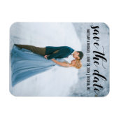 スクリプトモダン日付の保存婚約写真B マグネット (横)