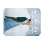 スクリプトモダン日付の保存婚約写真W マグネット (横)