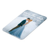 スクリプトモダン日付の保存婚約写真W マグネット (左側)