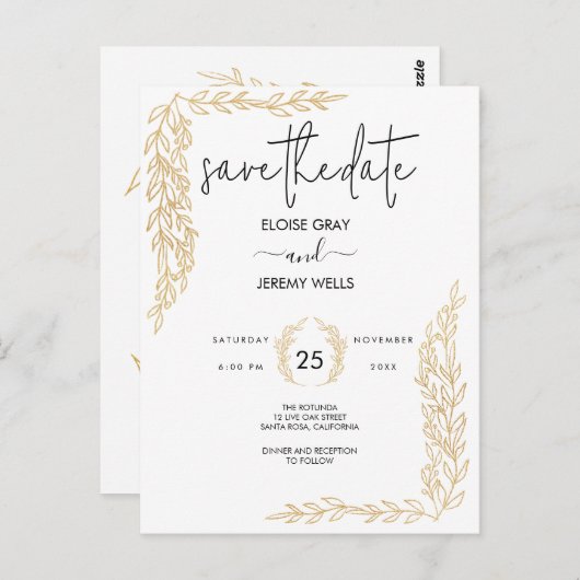 スクリプトモダン日付の保存 ポストカード (正面/裏面)