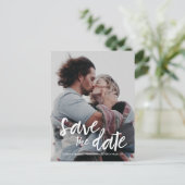 スクリプトモダン日付を保存する婚約写真 ポストカード (スタンド正面)