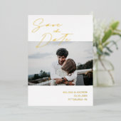 スクリプトモダン日付フォイルの保存招待状 箔招待状 (立ち正面)