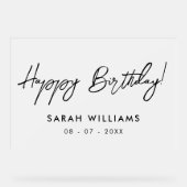 スクリプトモダン書道ハッピーバースデー曇り アクリルサイン (正面)