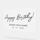 スクリプトモダン書道ハッピーバースデー曇り アクリルサイン (傾斜)