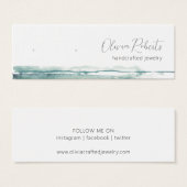 スクリプトモダン水色スタッドイヤリング表示カード (正面&裏面)