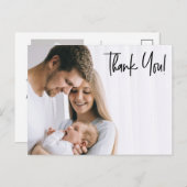 スクリプトモダン男の赤ちゃんの写真に感謝 案内ポストカード (正面/裏面)