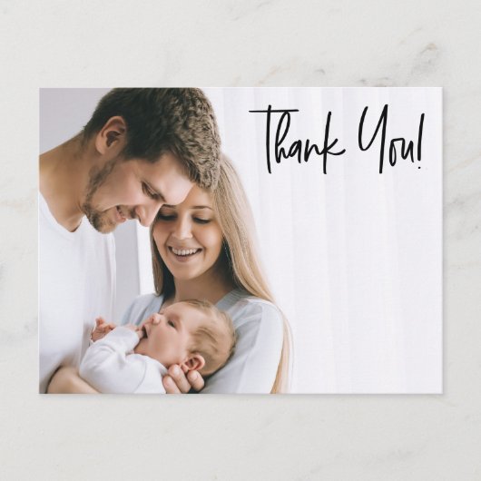 スクリプトモダン男の赤ちゃんの写真に感謝 案内ポストカード (正面)