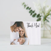 スクリプトモダン男の赤ちゃんの写真に感謝 案内ポストカード (スタンド正面)