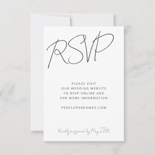 スクリプトモダン白黒の結婚Webサイトのオンライン 出欠カード (正面)