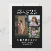 スクリプトモダン白黒フォトコラージュ卒業 案内状 (正面)