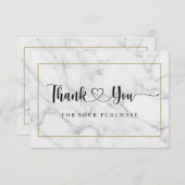 スクリプトモダン白黒マーブル サンキューカード (正面/裏面)