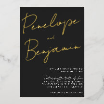 スクリプトモダン白黒金ゴールドエレガントな結婚式