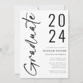 スクリプトモダン白黒2024写真卒業 案内状 (正面)