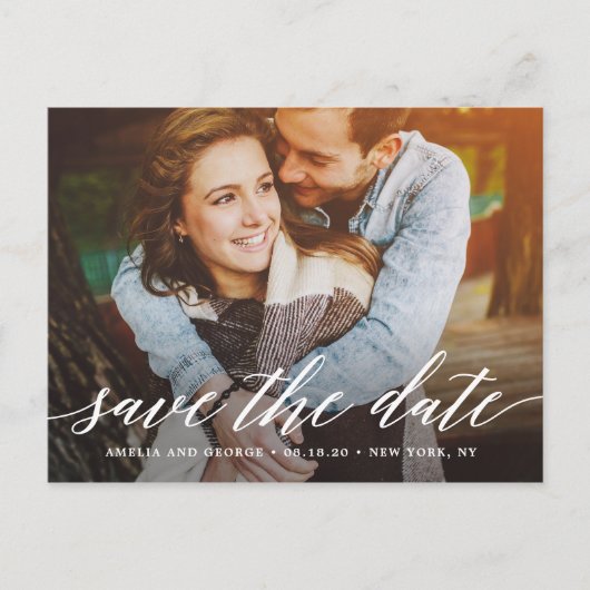 スクリプトモダン編集可能カラー日付の保存 ポストカード (正面)