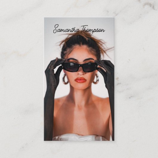 スクリプトモダン署名プロフェッショナル写真 名刺 (正面)