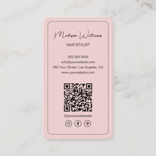 スクリプトモダン美容師サロンピンク 名刺 (裏面)
