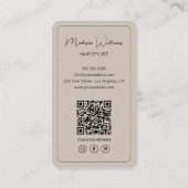 スクリプトモダン美容師サロンベージュ 名刺 (裏面)