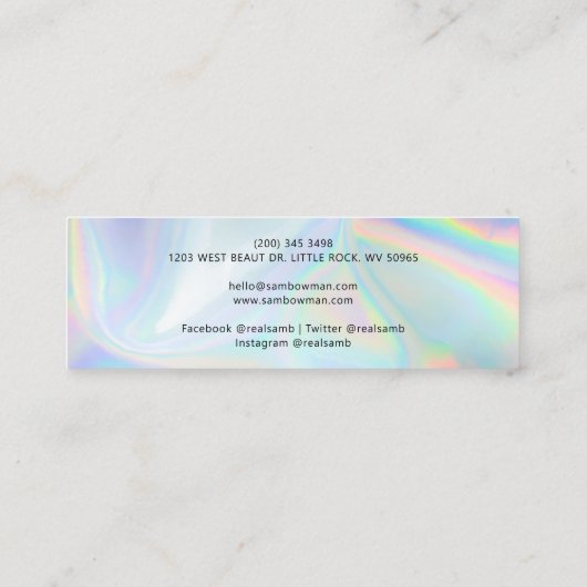 スクリプトモダン美容師美しいサロン所有者 スキニー名刺 (裏面)