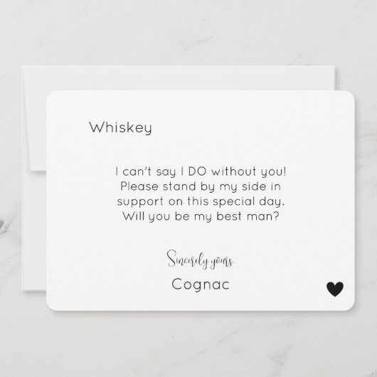 スクリプトモダン花婿介添人提案招待状 (裏面)