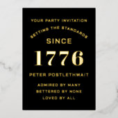 スクリプトモダン誕生日招待状ブラックおよび金ゴールド 箔招待状 (正面)