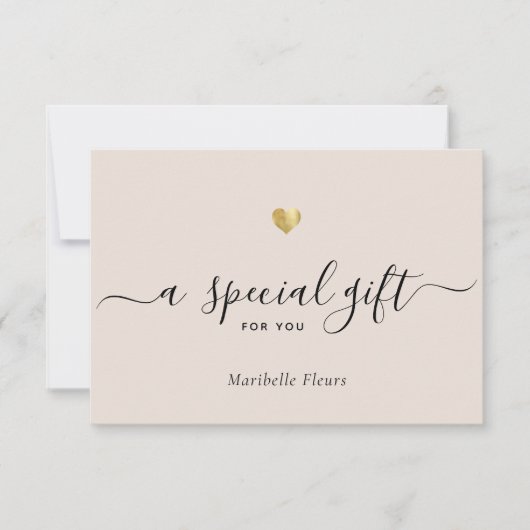 スクリプトモダン金ゴールドハート特別ギフト証明書 (正面)