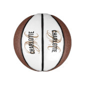 スクリプトモダン金ゴールドモノグラム名バスケットボール ミニバスケットボール (縦)