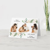 スクリプトモダン金ゴールド緑のベビー初めてのクリスマス シーズンカード (正面)