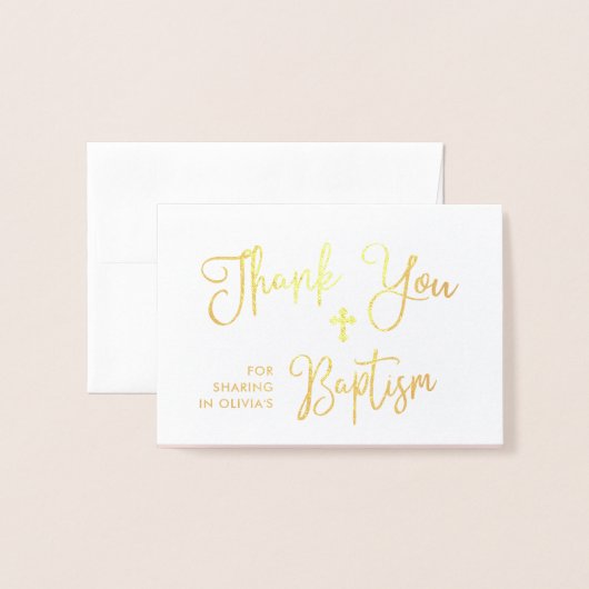 スクリプトモダン | フォトピンクのバプテスマありがとう | 箔カード (封筒付き正面)