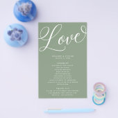 スクリプトモダン・フローリッシュ、セージ・グリーン・紙・プログラム チラシ (シングル)