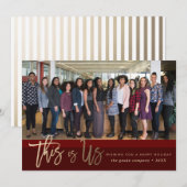 スクリプトモダン | ブルゴーニュ・ホリデー・フォト・カード 招待状 (正面/裏面)