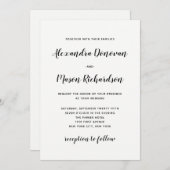 スクリプトモダン | ミニマリスト白黒結婚ズ 招待状 (正面/裏面)