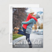 スクリプトモダン |写真の日付を保存 案内ポストカード (正面/裏面)