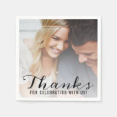 スクリプトモダン |写真カスタムの結婚件について スタンダードカクテルナプキン (正面)