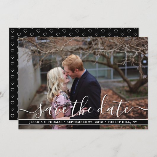 スクリプトモダン |写真カスタム日付カードの保存 セーブザデート (正面/裏面)