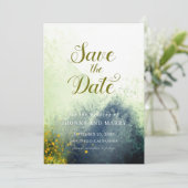 スクリプトモダン |写真カスタム日付カードの保存 招待状 (スタンド正面)