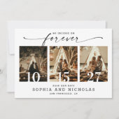 スクリプトモダン | 白黒3フォトコラージュ セーブザデート (正面)