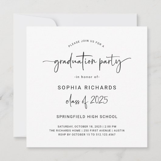 スクリプトモダン | 2025年度卒業パーティーのクラス 招待状 (正面)