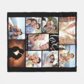 スクリプトモダンLOVEハートフォトコラージュのパーソナライズ フリースブランケット (正面(横))