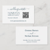 スクリプトモダンQRコードティール（緑がかった色）スモールの結婚Webサイト エンクロージャーカード (正面/裏面)