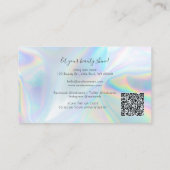 スクリプトモダンQRコードホログラフィックビューティシアンサロン 名刺 (裏面)