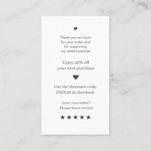 スクリプトモダンQRコード白番ご注文ありがとうございます 名刺 (裏面)