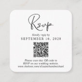 スクリプトモダンQRコード結婚式RSVP エンクロージャーカード (正面)